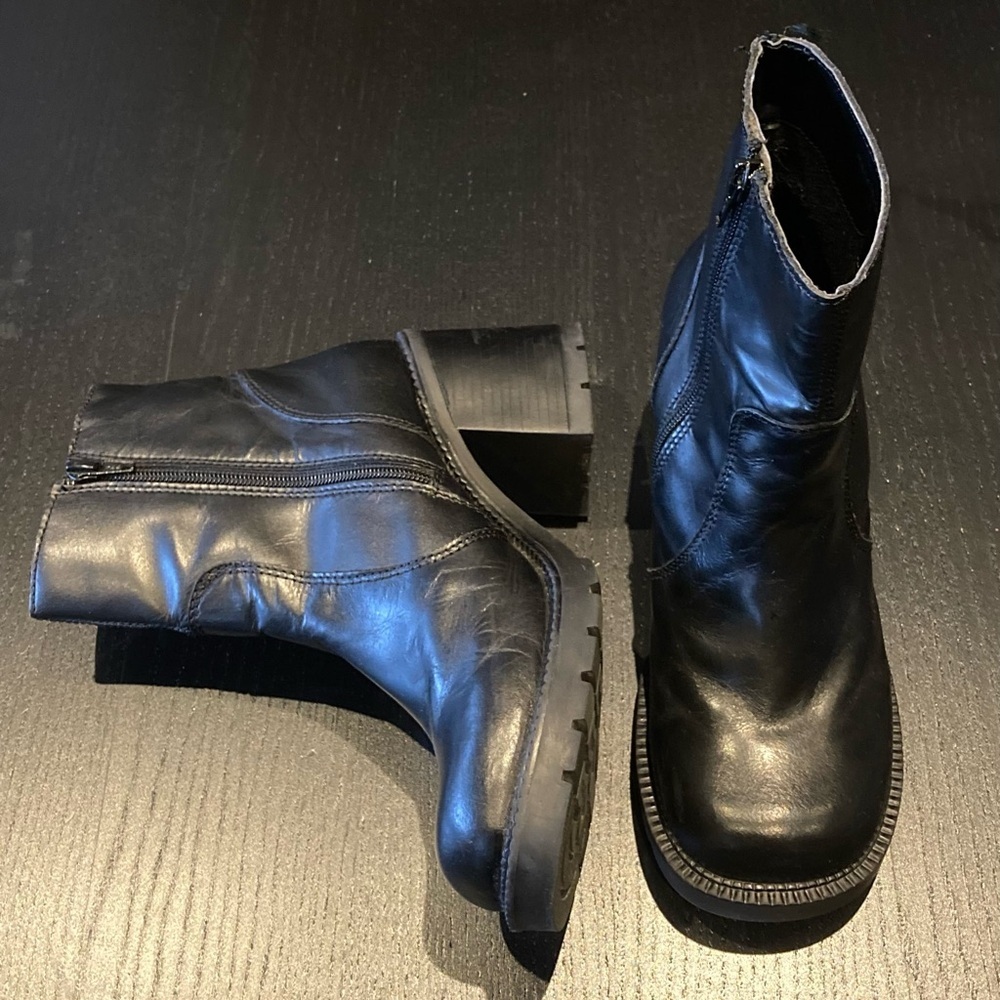 K studio Black Platform Ankle Boots